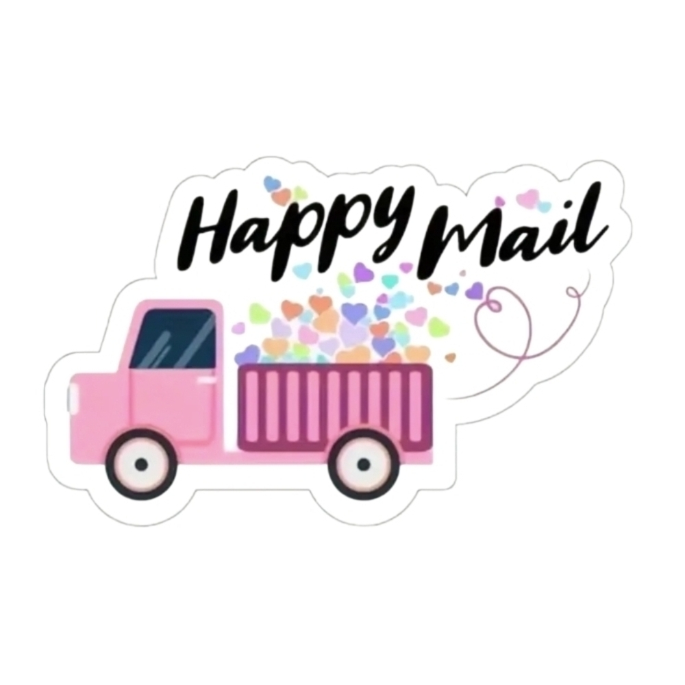 Roll of 500 Happy Mail Pink Truck Stickers